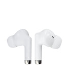 Auriculares TWS in-ear Toocki blancos, diseño ergonómico para dormir, con estuche de carga.