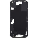 Mid-frame housing negro para iPhone 16 (A3081, A3287, A3288) con botones de encendido y volumen, repuesto de reparación.