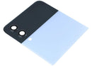 Pantalla exterior OLED Samsung Galaxy Z Flip 3 5G azul, repuesto OEM usado (Grado B/C) para reparación de display.
