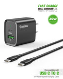 Compra ya tu adaptador de pared Esoulk USB C+A PD/QC con cable USB C-C de 20W color negro en Quetzaltenango con la garantía de Warranty Product Xela.