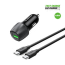 Cargador de auto rápido Esoulk USB C+A PD&QC con cable USB C-C de 48W, ideal para recargar tus dispositivos mientras viajas en Quetzaltenango.