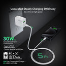 Cargador de pared Esoulk PD&QC con cable USB C-C Blanco (30W) (5ft) ideal para carga rápida en Quetzaltenango.
