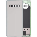 Tapa trasera de vidrio Samsung Galaxy S10 Plus Prism Silver, con lente de cámara, para reparación y repuesto.