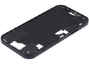 Mid-frame housing negro para iPhone 16 (A3081, A3287, A3288) con botones de encendido y volumen, repuesto de reparación.