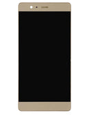 Pantalla LCD refurbished Huawei P9 Plus Haze Gold con marco, ideal para reparación de display roto.