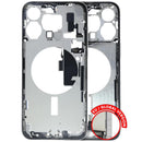 Chasis medio iPhone 15 Pro Max A2849 titanio blanco usado con puerto de carga.