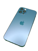 iPhone 12 Pro azul seminuevo, 128GB, libre de fábrica, como nuevo, pantalla encendida mostrando apps.
