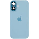 Tapa trasera de vidrio color teal para iPhone 16 con MagSafe, NFC y flex de linterna, repuesto original.