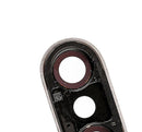 Lente de camara trasera con soporte y bisel para iPhone X (Plata)1