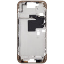 Mid-frame housing para iPhone 16 Pro Max US Version color Desert Titanium, incluye botones de encendido y volumen, ideal para reparación.