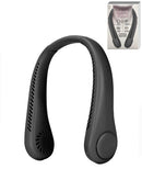 Ventilador de cuello POMGEAR negro portátil sin aspas, diseño ergonómico para una refrigeración manos libres.