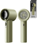 Mini ventilador de mano POMGEAR gris, compacto y portátil, ideal para refrescarse.