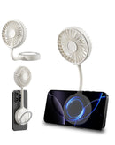 Ventilador portátil magnético flexible POMGEAR blanco, diseño moderno, ideal para escritorio o viaje.