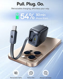 Cargador rapido dual USB C BASEUS EnerCore CJ11 con cable retractil (45W) (COSMIC BLACK)