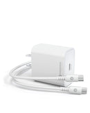 Encuentra en Xela Quetzaltenango el cargador de pared ultra rápido PowerPeak con cable USB C-C de 30W en color blanco.