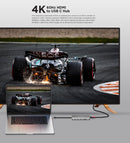 Splitter PowerPeak 6 en 1 USB C a HDMI, color gris espacial, con puertos USB 3.0, lector de tarjetas SD/TF.