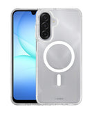 Funda transparente xBase Crystalline Slim con MagSafe para Samsung Galaxy A17, mostrando su diseño delgado y protección.