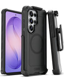 Funda protectora xBase Boulder negra MagSafe para Samsung Galaxy S26 Ultra con clip para cinturón.