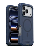 Case MagSafe Heavy-Duty xBase azul para iPhone 17 Pro Pro Max, diseño robusto con soporte y carga inalámbrica.