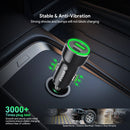 Cargador de auto Esoulk negro de 20W con puertos USB-A y USB-C, para carga rápida de dispositivos.