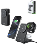 Cargador inalámbrico plegable 3-en-1 Esoulk de 15W, color negro, perfecto para cargar tus dispositivos en Quetzaltenango.