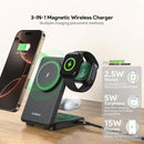 Cargador inalámbrico plegable 3-en-1 Esoulk de 15W, color negro, perfecto para cargar tus dispositivos en Quetzaltenango.
