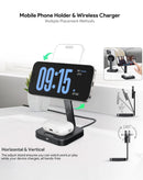 Cargador inalámbrico magnético Esoulk 2-en-1 negro de 15W, con base para teléfono y reloj.