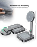 Cargador inalámbrico magnético Esoulk 2-en-1 negro de 15W, con base para teléfono y reloj.
