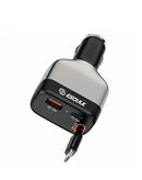 Cargador USB C Esoulk de 81W gris, cable de 3 pies para carro, carga rápida y eficiente.