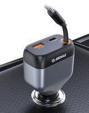 Cargador USB C Esoulk de 81W gris, cable de 3 pies para carro, carga rápida y eficiente.
