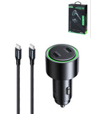 Puerto de carga USB-C negro de 145W con cable trenzado USB-C de 100W y 6ft para carga súper rápida.