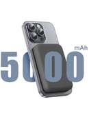 Batería portátil magnética inalámbrica POMGEAR MagPower negra de 5000mAh, carga rápida para smartphones.
