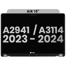 Pantalla completa MacBook Air 15 (A2941 / Mid 2023) / Air 15 (A3114 / Mid 2024) (USADA OEM retirada: Grado A) (Plateado)