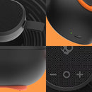 Parlante inalámbrico portátil Skullcandy Ounce XT negro, compacto y resistente, con asa para fácil transporte.