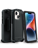 Funda protectora negra xBase Boulder Heavy-Duty MagSafe para iPhone 13/14 con clip de cinturón.