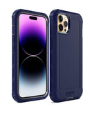 Funda protectora xBase Boulder heavy-duty MagSafe para iPhone 14 Pro Max en azul marino, con textura antideslizante.