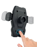 Soporte PowerPeak ProMount para auto en ranura CD, negro, con brazo ajustable para smartphones.