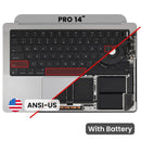 Tapa superior original Space Gray para MacBook Pro 14 A2918 (2023) con batería y teclado ANSI US. Repuesto para reparación.