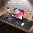 Tapete escritorio Aothia negro, 23.6x13.7 pulgadas, antideslizante, ideal como mouse pad y accesorio oficina.