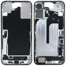 Mid-frame housing blanco para iPhone 16 Plus con puerto de carga flex y pequeñas piezas, modelo A3290.