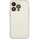 Tapa trasera dorada OEM usada para iPhone 14 Pro, con puerto de carga y small parts, Grade C.