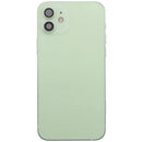 Tapa trasera verde usada para iPhone 12 (A2172, A2402) con puerto de carga y piezas pequeñas. Repuesto de chasis Apple.