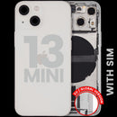 Tapa trasera Starlight para iPhone 13 Mini A2481 usada, con puerto de carga y piezas pequeñas.