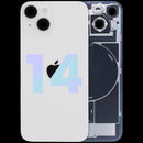 Tapa trasera original Starlight para iPhone 14 con MagSafe, NFC y flash flex. Repuesto A2649.