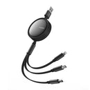 Cables MCDODO Retractable 3 in1 cable USB - Lightning + USB-C + microUSB 1,2 m NEGRO CA-7250