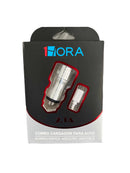 1HORA Cargador de carro GRIS con cable micro usb v8