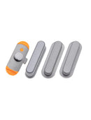 Set de botones negros para iPad Air 1 (A1474, A1475, A1476), incluyendo botones de volumen y mute switch.