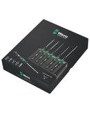 Juego de desarmadores Torx de precisión Wera con mango Kraftform y base de rack, ideal para electrónica.
