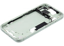 Chasis medio verde usado para iPhone 15 US Version (A2846) con pequeñas partes internas, listo para reparación.