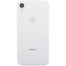 Tapa trasera blanca usada para iPhone XR (A1984, A2105) con puerto de carga y piezas preinstaladas.